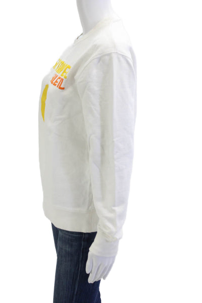 Zara Women Pullover Sweatshirt White Graphic Long Sleeve Size S