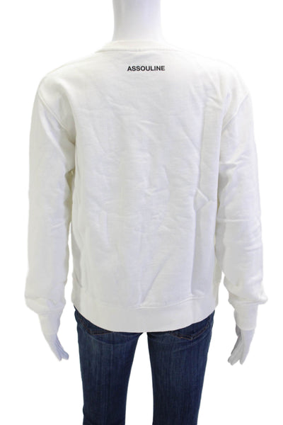 Zara Women Pullover Sweatshirt White Graphic Long Sleeve Size S