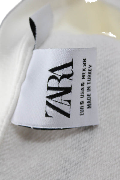 Zara Women Pullover Sweatshirt White Graphic Long Sleeve Size S