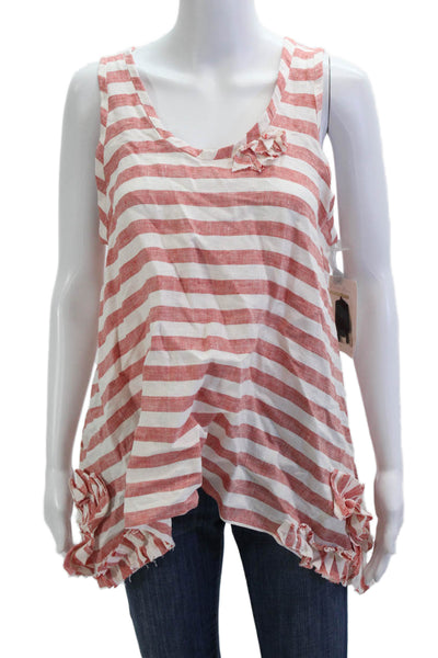 Diane Ness Women Bohemian Striped Cotton Tunic Tank Sleeveless Size S