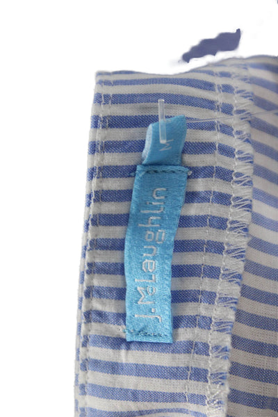 J. Mclaughlin Women Blue Striped Square Neck Long Sleeve Tunic Blouse Size M