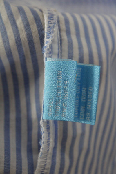 J. Mclaughlin Women Blue Striped Square Neck Long Sleeve Tunic Blouse Size M