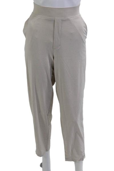Athleta Womens Ankle Cropped Pants Beige Polyester Spandex Size 12