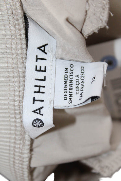 Athleta Womens Ankle Cropped Pants Beige Polyester Spandex Size 12
