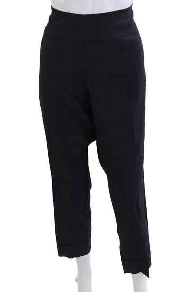 Eileen Fisher Womens Cropped Harem Linen Pants Black Zip Size L