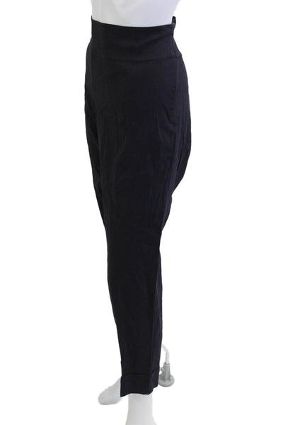 Eileen Fisher Womens Cropped Harem Linen Pants Black Zip Size L