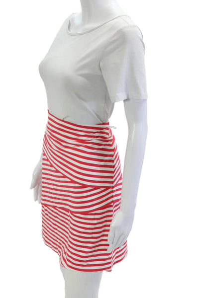 J. Mclaughlin Women Straight Pencil Red Striped Knee Length Skirt Size M