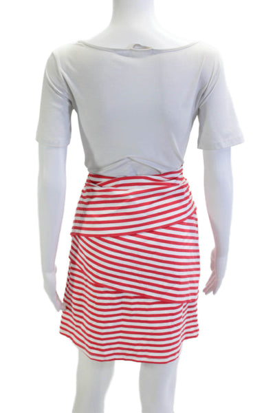 J. Mclaughlin Women Straight Pencil Red Striped Knee Length Skirt Size M