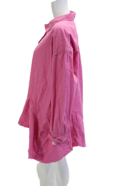 We The Free Womens Pink Tunic Dress Long Sleeve Cotton Button-Up Size M