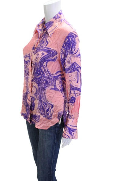 Equipment Femme Womens Pink Collared Longsleeve Viscose Button Up Blouse Size XS