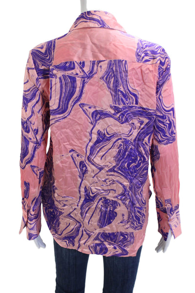 Equipment Femme Womens Pink Collared Longsleeve Viscose Button Up Blouse Size XS