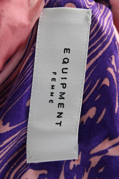 Equipment Femme Womens Pink Collared Longsleeve Viscose Button Up Blouse Size XS