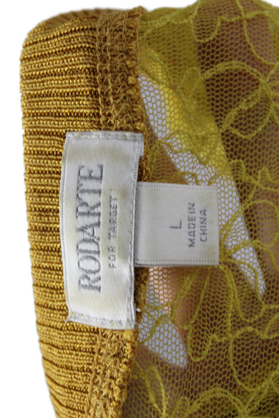 Rodarte Womens Cardigan VNeck Yellow Floral Button Nylon Long Sleeve Size L