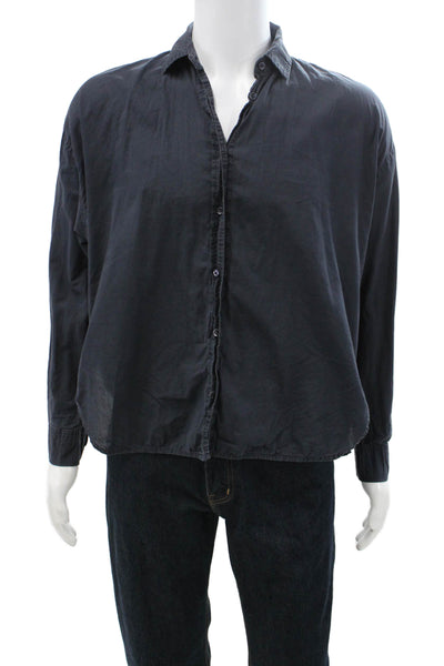 Vince Men's Long Sleeves Collared Button Down Shirt Navy Blue Size M