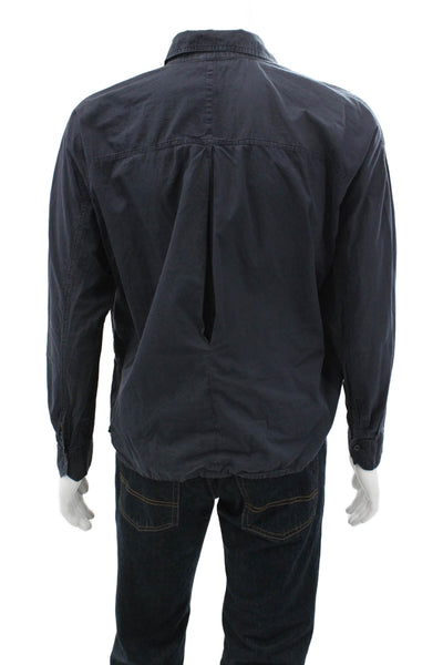Vince Men's Long Sleeves Collared Button Down Shirt Navy Blue Size M