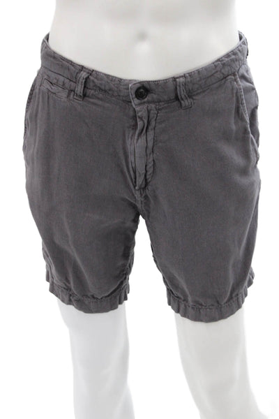 John Varvatos Mens Chino Shorts Dark Gray Linen Viscose Pre-Owned Size 31