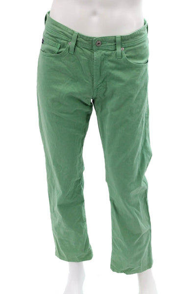 AG Mens Chino Cropped Green Button 97% Cotton 3% EA Army Spring Size 31