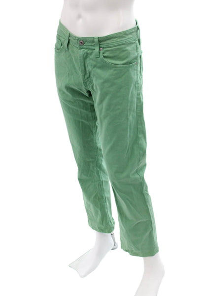 AG Mens Chino Cropped Green Button 97% Cotton 3% EA Army Spring Size 31