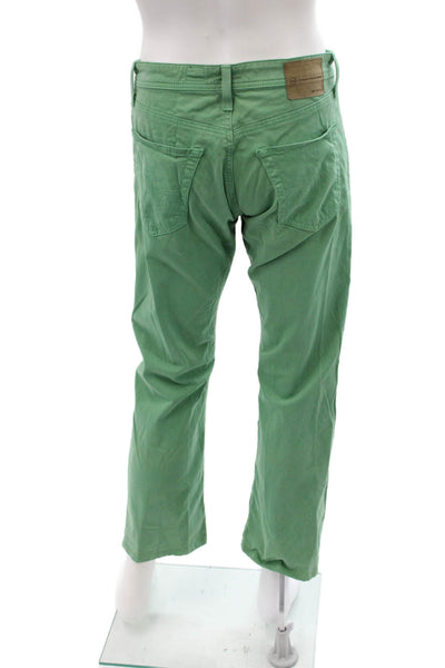 AG Mens Chino Cropped Green Button 97% Cotton 3% EA Army Spring Size 31