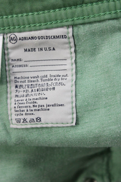 AG Mens Chino Cropped Green Button 97% Cotton 3% EA Army Spring Size 31