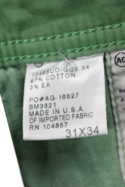 AG Mens Chino Cropped Green Button 97% Cotton 3% EA Army Spring Size 31