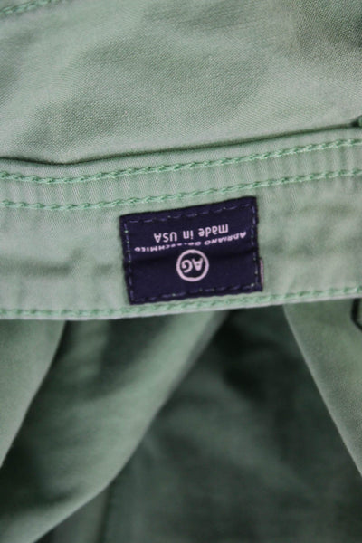 AG Mens Chino Cropped Green Button 97% Cotton 3% EA Army Spring Size 31