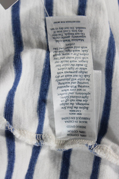 Faherty Mens Blue Striped Short Sleeve T-Shirt 100% Cotton Beach Size L