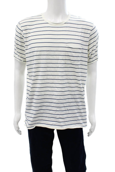 Rag & Bone Mens White Striped Organic Cotton T-Shirt Nautical Size XL