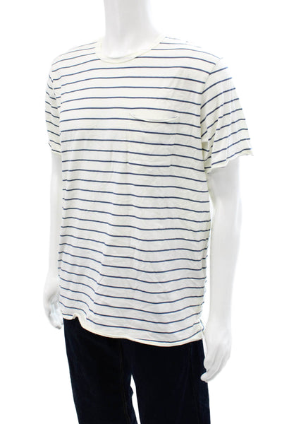 Rag & Bone Mens White Striped Organic Cotton T-Shirt Nautical Size XL
