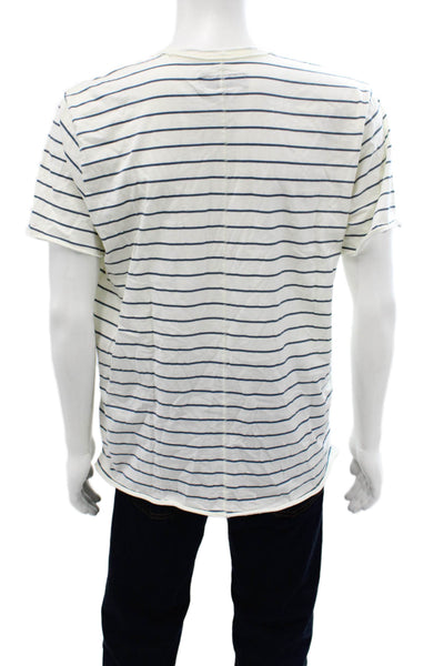 Rag & Bone Mens White Striped Organic Cotton T-Shirt Nautical Size XL