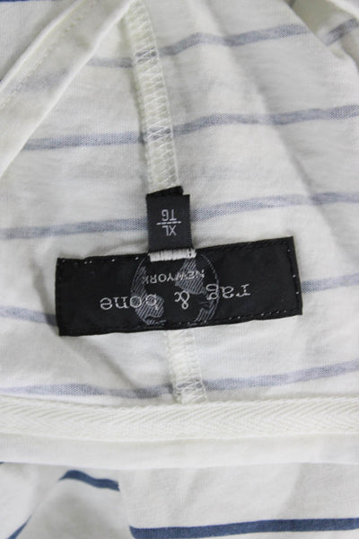 Rag & Bone Mens White Striped Organic Cotton T-Shirt Nautical Size XL