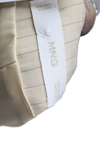 MNG Womens Beige Striped V Neck Sleeveless Button Vest Polyester Viscose Size XS