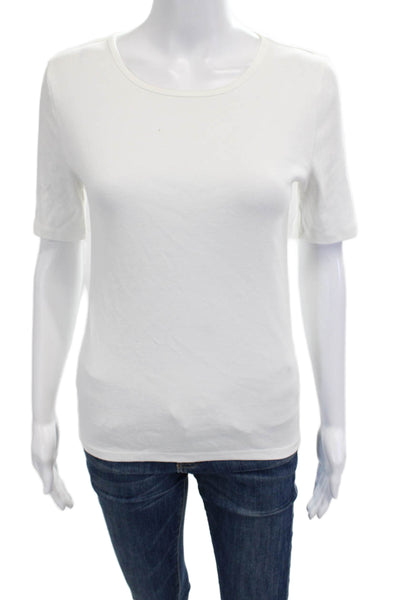 J Crew Women White Cotton Round Neck Short Sleeve T-Shirt Size S