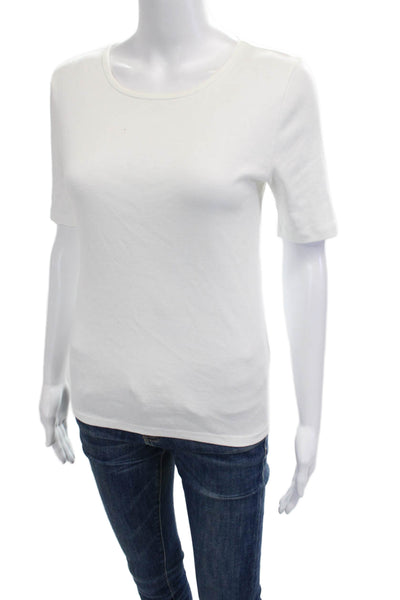 J Crew Women White Cotton Round Neck Short Sleeve T-Shirt Size S