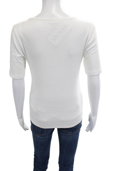 J Crew Women White Cotton Round Neck Short Sleeve T-Shirt Size S