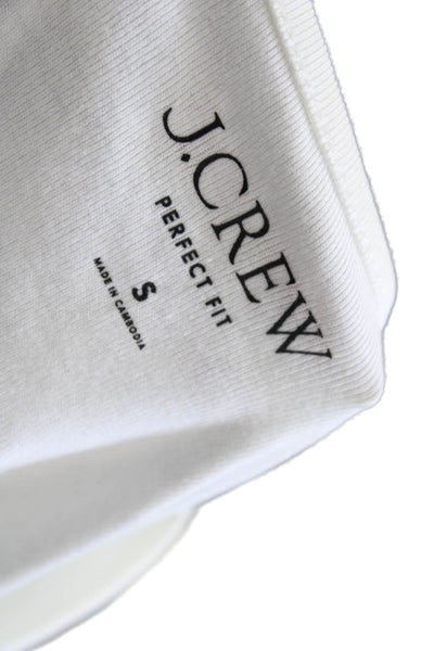 J Crew Women White Cotton Round Neck Short Sleeve T-Shirt Size S