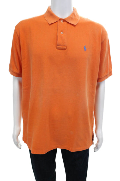 Polo Ralph Lauren Mens Cotton Collar Short Sleeve Polo Shirt Orange Size XL