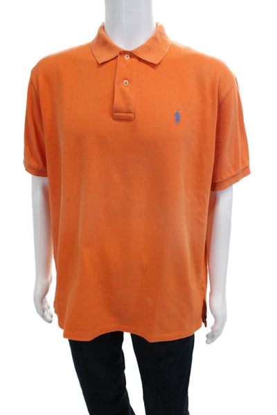 Polo Ralph Lauren Mens Cotton Collar Short Sleeve Polo Shirt Orange Size XL