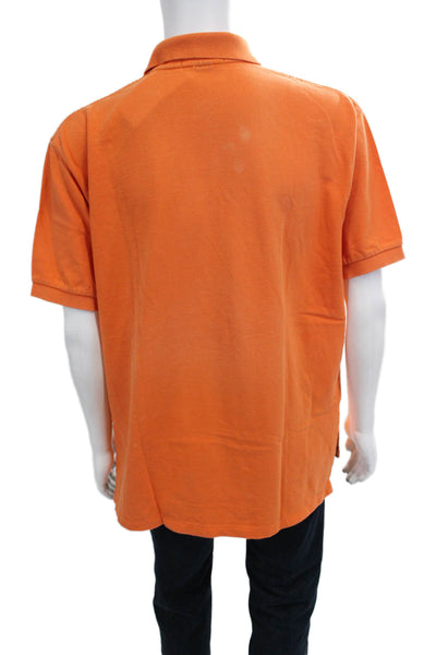Polo Ralph Lauren Mens Cotton Collar Short Sleeve Polo Shirt Orange Size XL