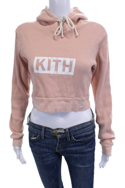 Calux x Kith Womens Pullover Hoodie Pink Cotton Drawstring Size S