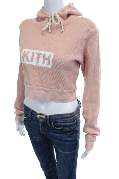 Calux x Kith Womens Pullover Hoodie Pink Cotton Drawstring Size S
