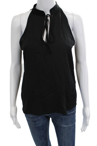 ALC Womens Black Silk Mock Neck Sleeveless Tank Tie Back Size 2
