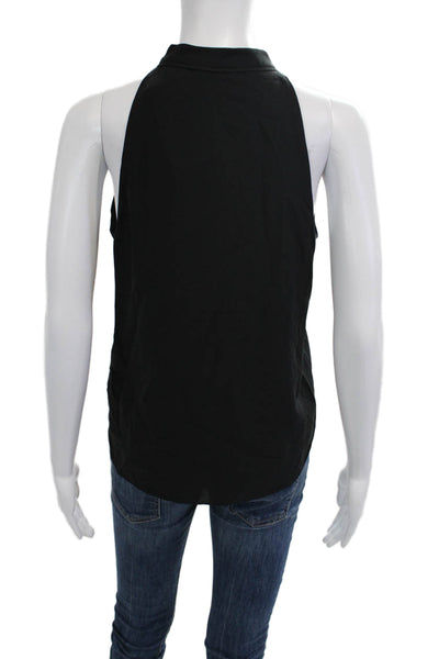 ALC Womens Black Silk Mock Neck Sleeveless Tank Tie Back Size 2