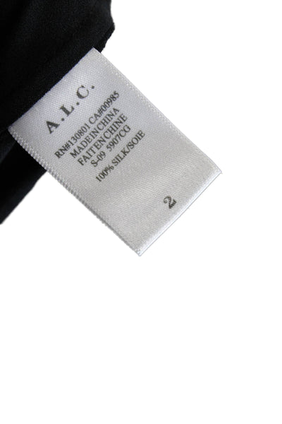 ALC Womens Black Silk Mock Neck Sleeveless Tank Tie Back Size 2