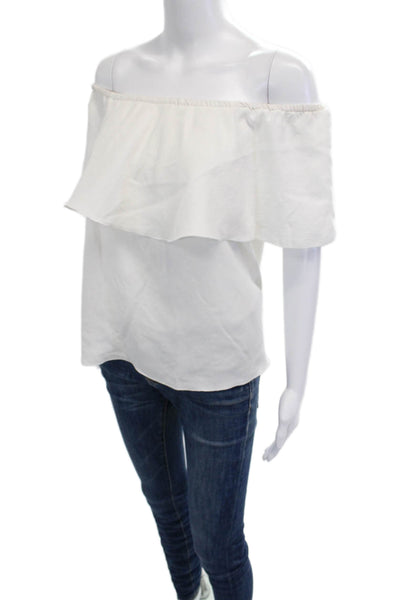 7 For All Mankind Womens Bohemian White Cap Sleeve Blouse Size XS
