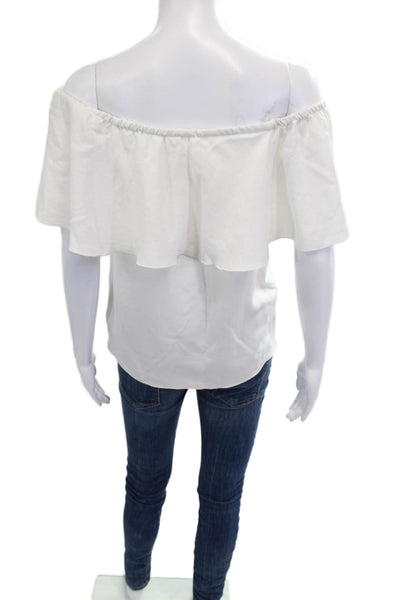 7 For All Mankind Womens Bohemian White Cap Sleeve Blouse Size XS