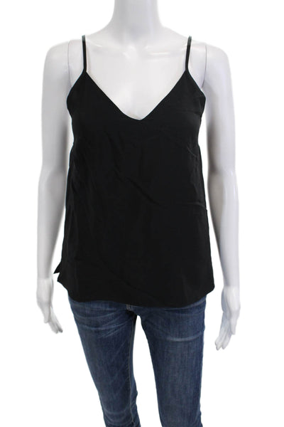 Amanda Uprichard Womens Silk V-Neck Camisole Black Designer Sleeveless Size S