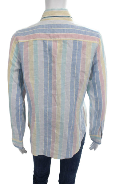 The Shirt Womens Striped Button-Up Light Blue Linen Long Sleeve Size XS
