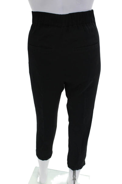 Vince Women Petite Ankle Cropped Dress Pants Black Drawstring Size XS