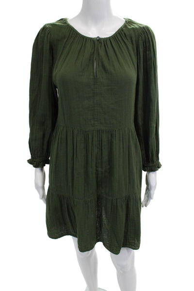 Velvet by Graham & Spencer Womens Shift Dress Green Cotton Long Sleeve Size XS